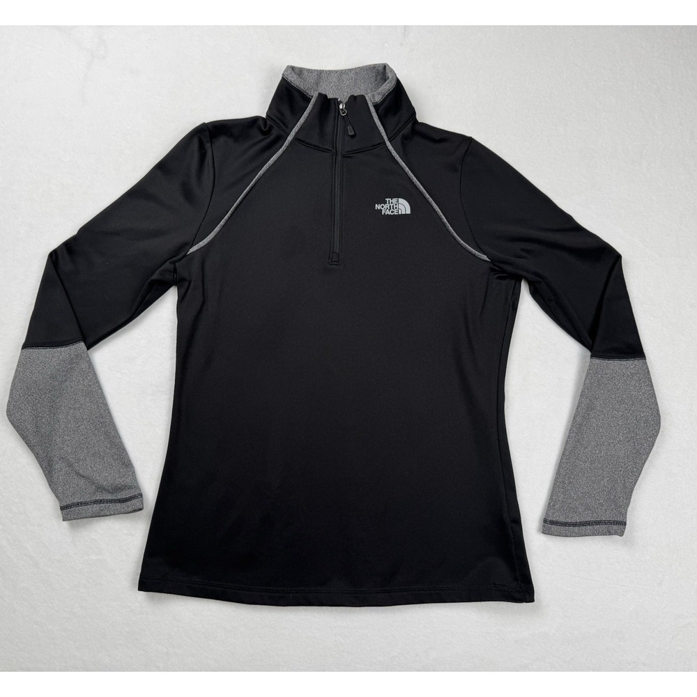 The North Face Womens 1/4 Zip Pullover Black Gray Athletic Fleece Size Medium